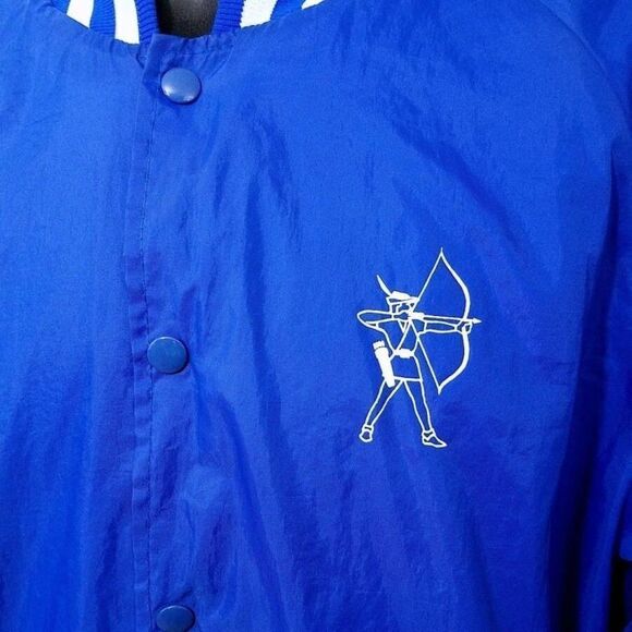 Robin Hood Satin Bomber Jacket Vintage 80s Archer Archery Made In USA Mens XL - Picture 2 of 6